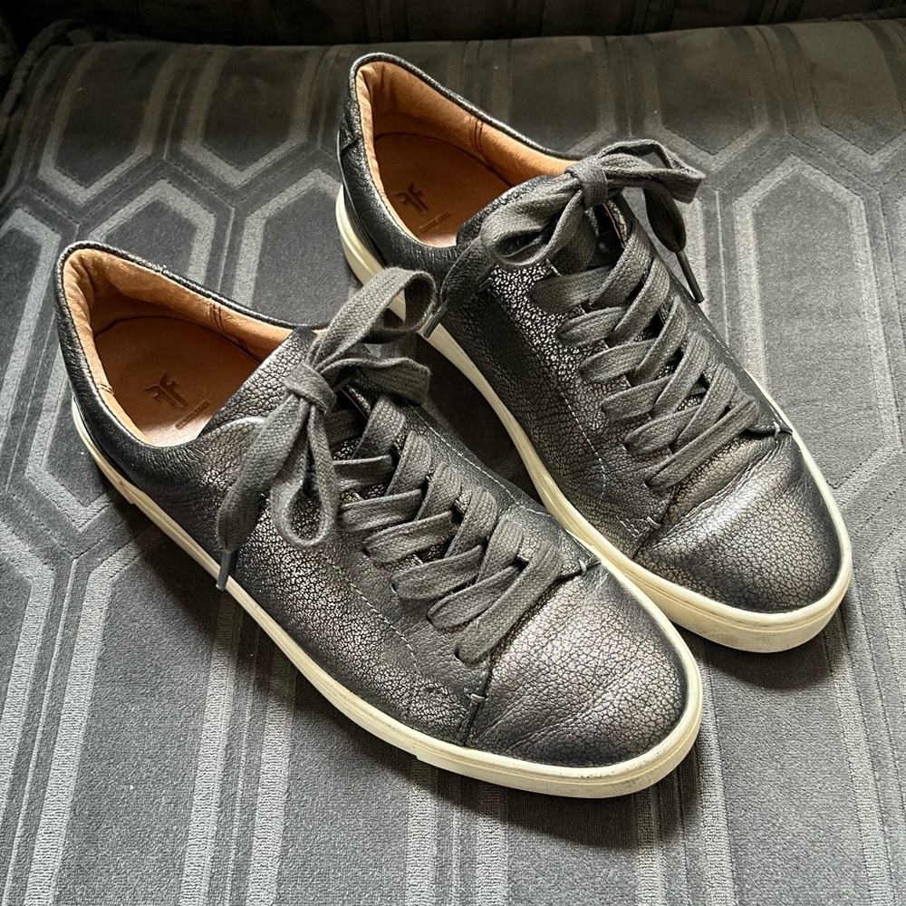 Frye Ivy Leather Women's Sneakers - black/pewter